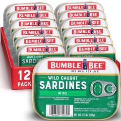 Sardines in Oil, 3.75 oz Tin (Pack of 12) – Wild Caught, Gluten Free, Keto, K…