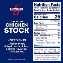 Swanson 100% Natural Unsalted Chicken Stock, 32 Oz (12 Pack) for Holiday Meals