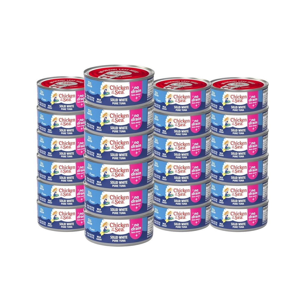Chicken of the Sea Solid White Pure Albacore Tuna, Wild Caught, No Drain, 4 o…