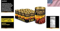 Dynamite Habanero Chili with Beans – 15 Ounce Pack of 12, High-Protein Delight
