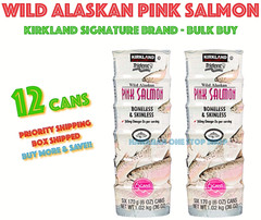 12 WILD CAUGHT ALASKAN PINK SALMON Kirkland Signature 12 Cans – 6 oz Each FRESH
