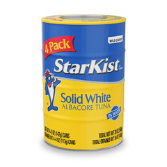 Starkist White Albacore Tuna in water, 25% Less Sodium, 26g protein, 5oz, 4 Cans