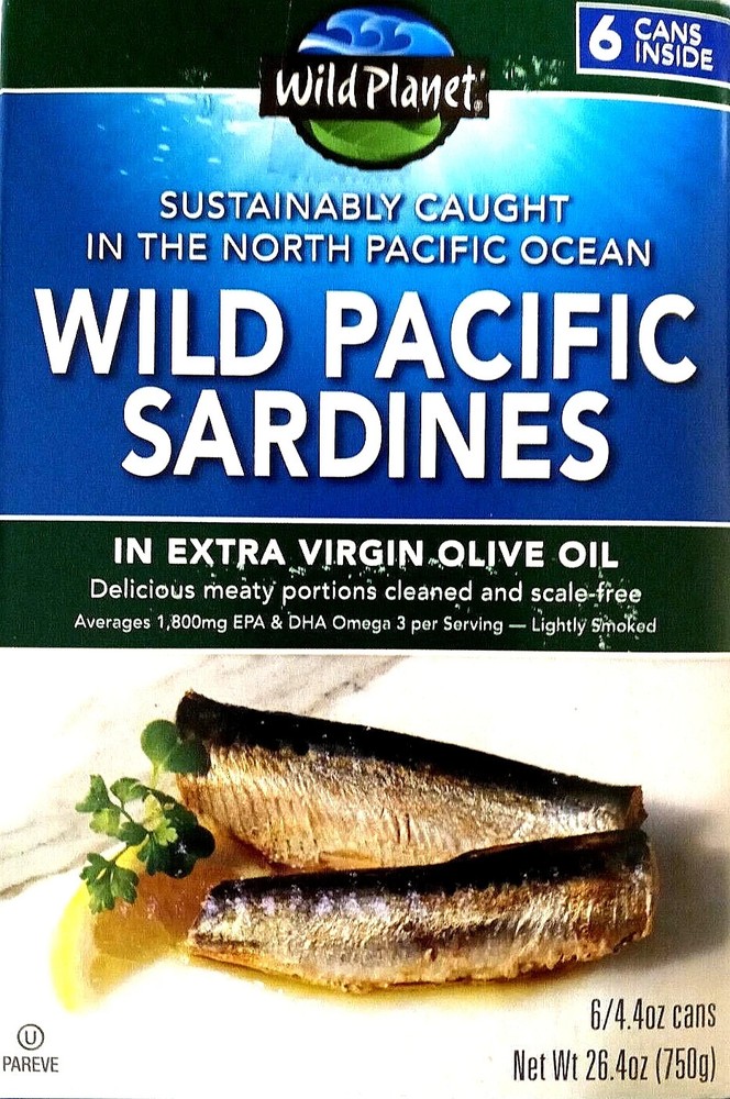 Wild Planet Wild Pacific Sardines 6 x 4.4 Oz Cans in Extra Virgin Olive Oil