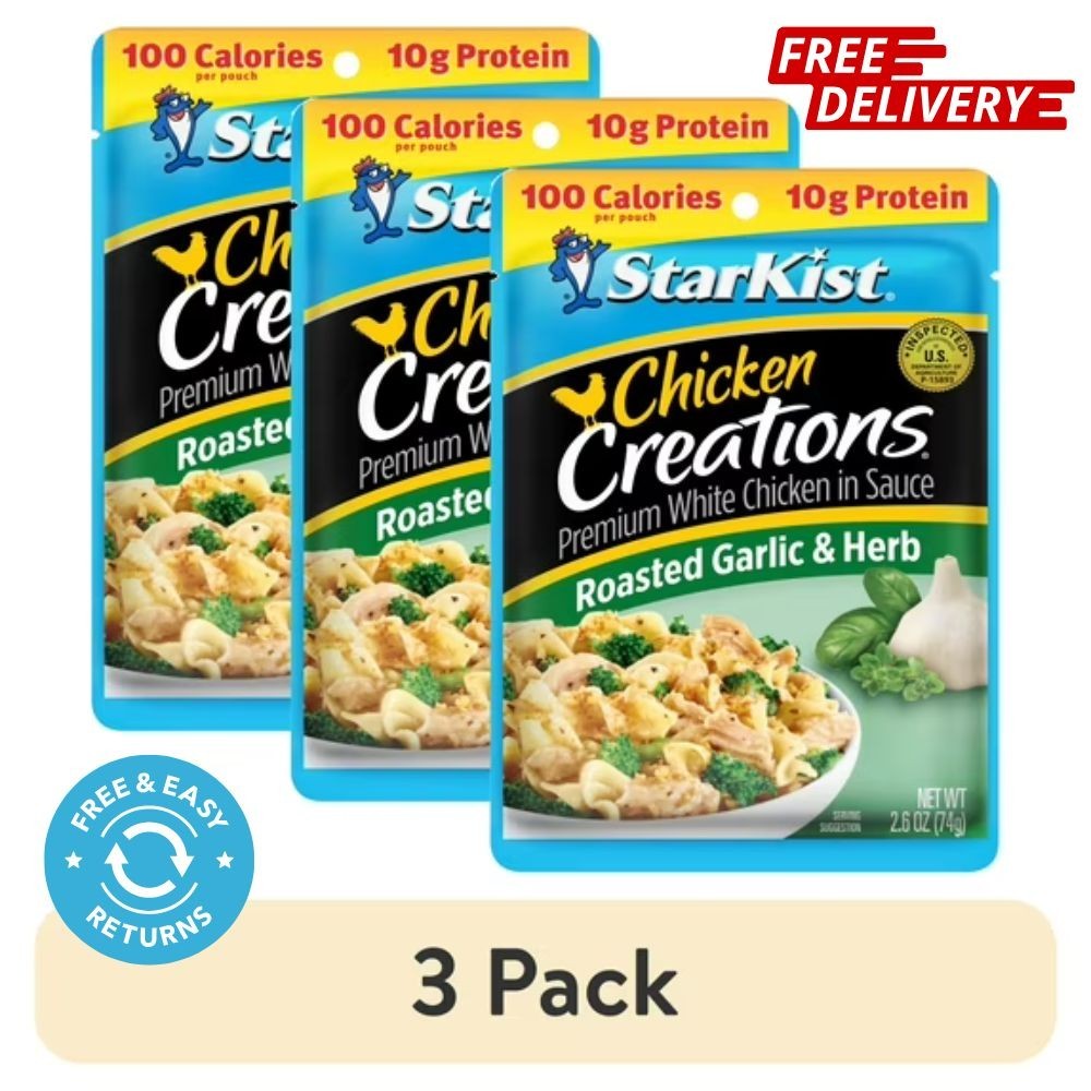 (3 pack) StarKist Chicken Creations, Garlic and Herb, 2.6 oz Pouch