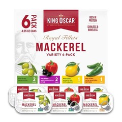 King Oscar Skinless & Boneless Mackerel Variety Pack, 4.05-Ounce Cans (Pack of 6