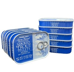 10 Trader Joe’s Smoked Trout Fillets in Oil Skinless 3.9 oz Tin 6 Cans Delicious