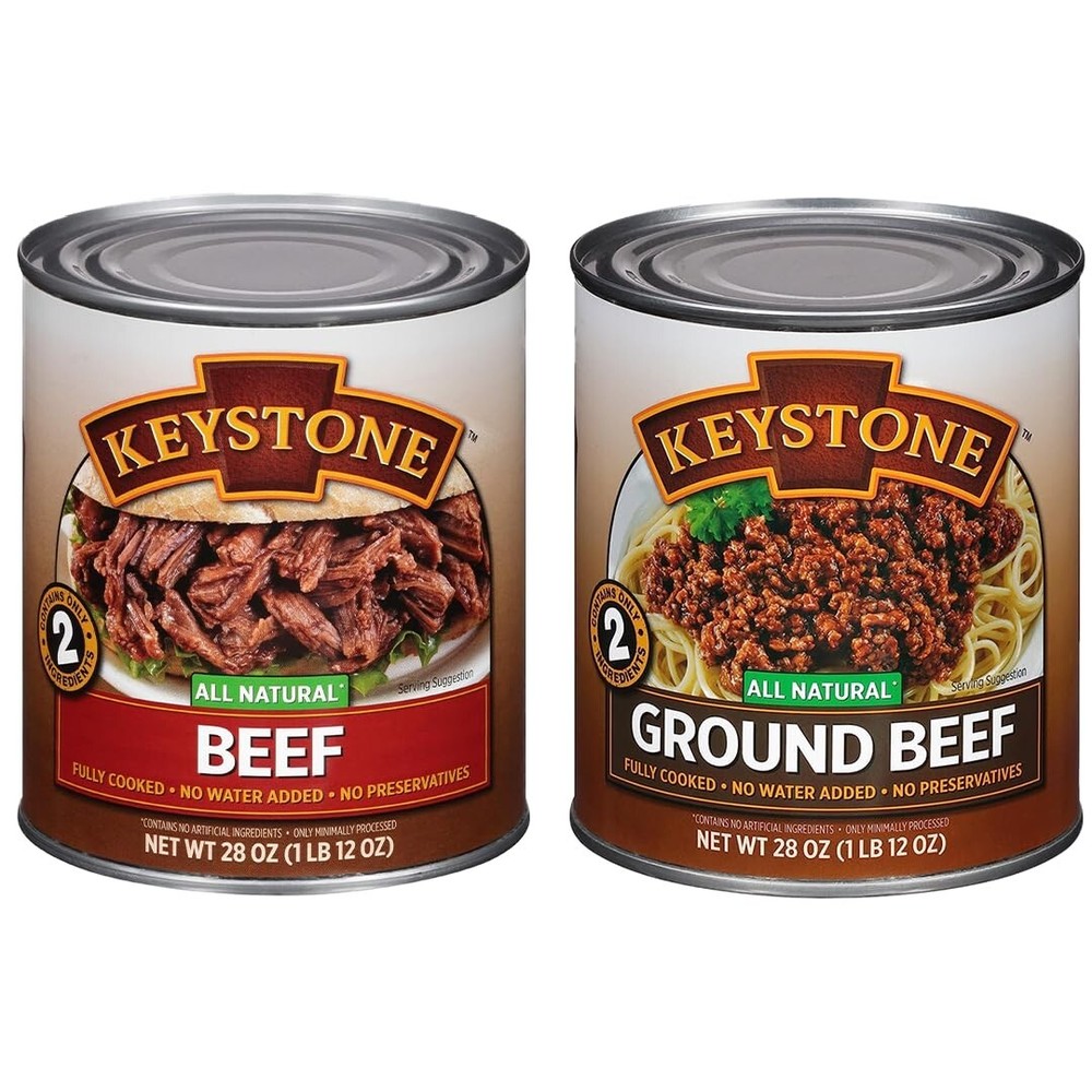 (Pack of 1 Each) Keystone Canned Meats Variety Pack Ground Beef & Keystone Beef.