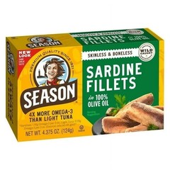 Season Skinless & Boneless Sardines in Olive Oil, 12-count, Total 52.5 oz