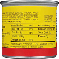6 Cans Prairie Belt Smoked Sausages Chicken & Pork Vienna (4.6 oz each can)