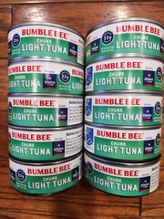 10 PACK OF CANS BUMBLE BEE CHUNK LIGHT TUNA IN WATER NET WT 5 OZ EA.12/2025