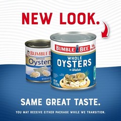 Bumble Bee Premium Select Whole Canned Oysters, 8 oz Cans (Pack of 12) – Ready t