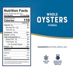 Bumble Bee Premium Select Whole Canned Oysters, 8 oz Can 8 Ounce (Pack of 1)