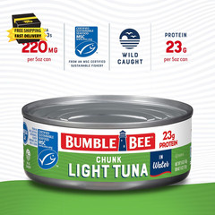 Chunk Light Tuna in Water, 5 Oz Can – Wild Caught Skipjack Tuna – 23G Protein pe