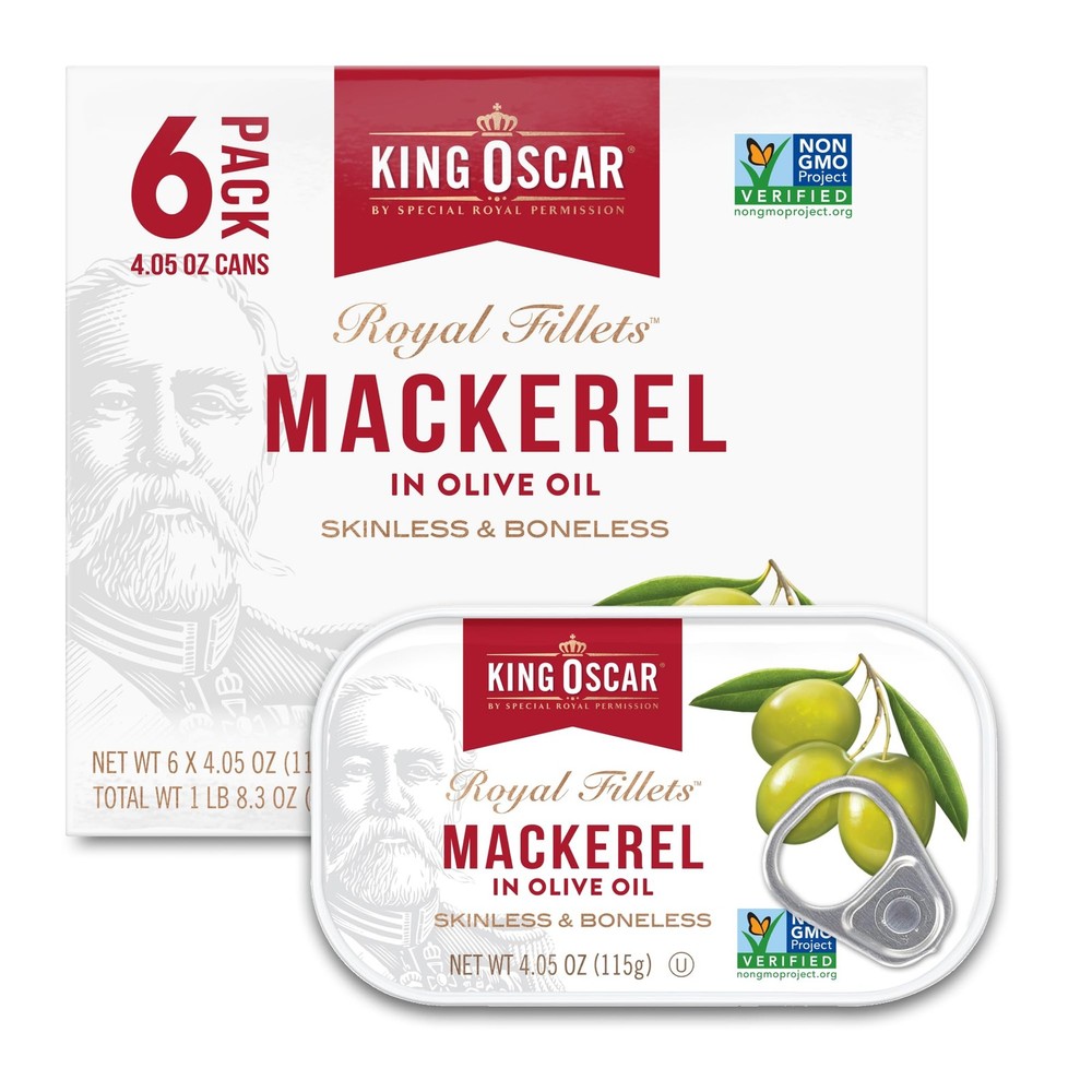 King Oscar Mackerel in Olive Oil, 4.05 Ounce Can Pack of 6, Packaging May…