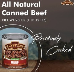 2 Keystone Beef ALL NATURAL 28oz Big Can ( Exp.6/2030 ( Lot Of 2 Cans )