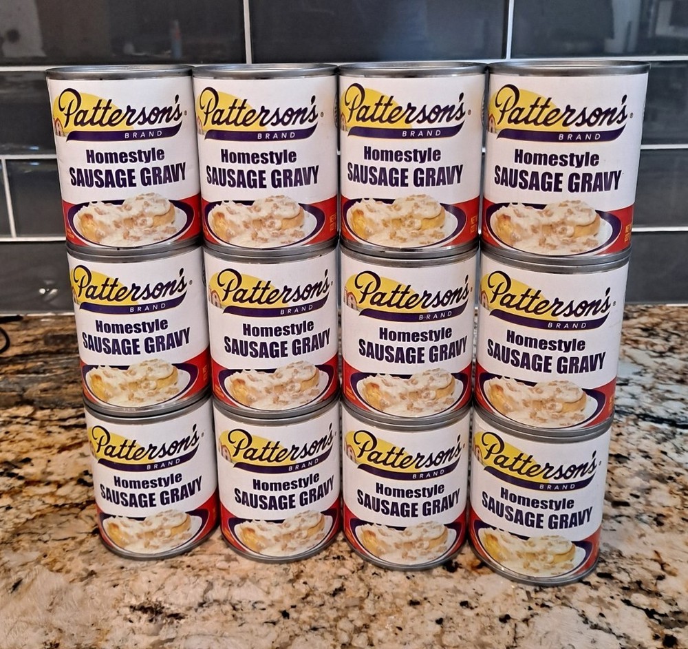 12 Patterson’s Daybreak Homestyle Sausage Gravy 8 oz Can breakfast and biscuits