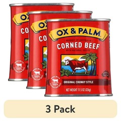 3 pack Ox & Palm Corned Beef original chunky Style in Tapered Can 11.5 oz can.