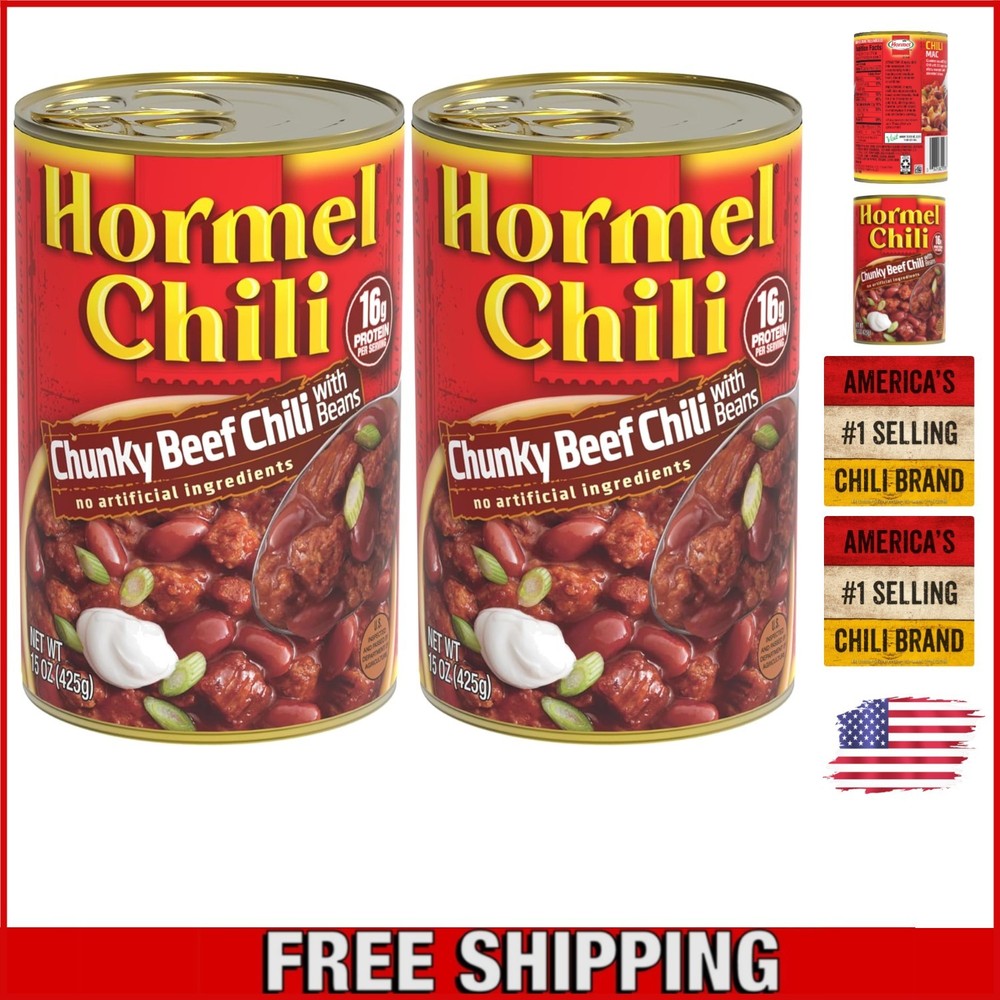Versatile 15 Oz Chunky Beef Chili with Beans – 2-Pack – Flavorful & Protein-Rich