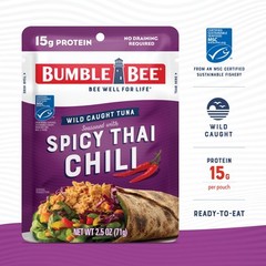 Spicy Thai Chili Seasoned Tuna 2.5oz Pouches Pack of 12 Ready to Eat Wild Ca