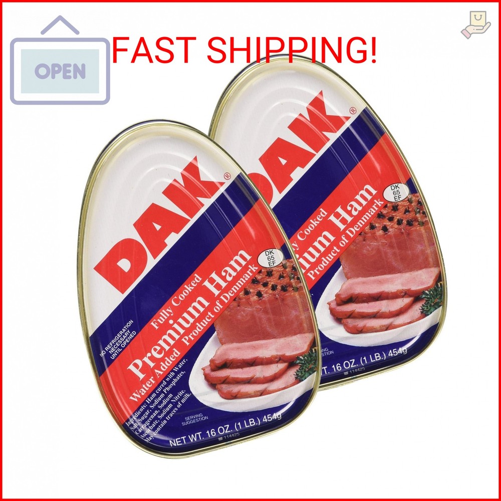 DAK Premium Canned Ham 16oz Fully Cooked, Ready To Eat (2 Pack)