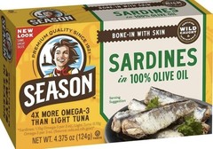 Season Sardines in 100% Olive Oil, 12-count Bone In With Skin Premium Sardines