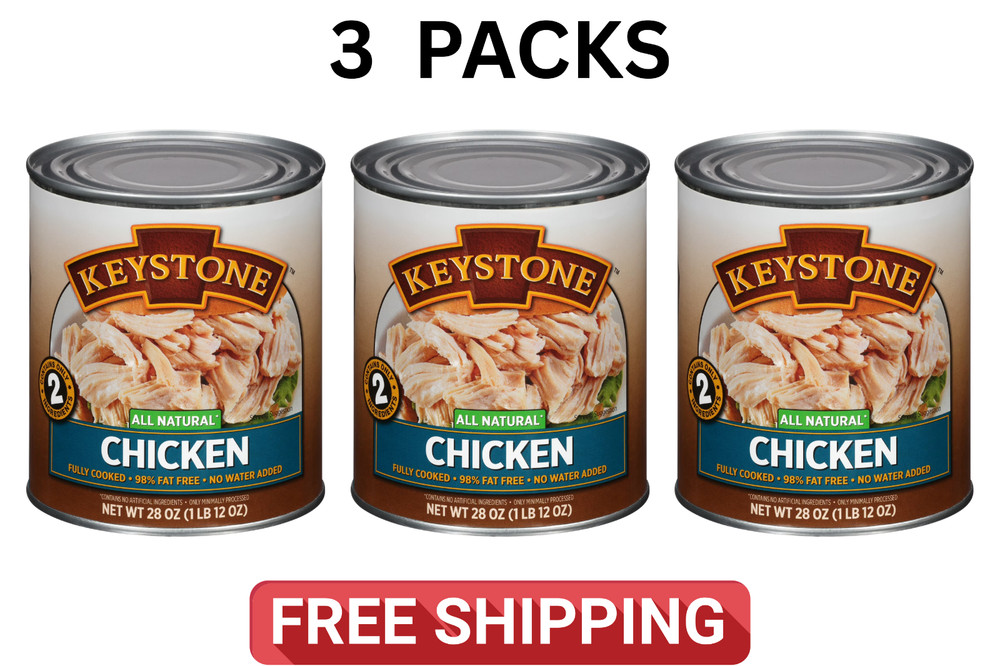(3 Cans) Keystone Chicken **ALL NATURAL – NO PRESERVATIVES – FULLY COOKED** 28oz