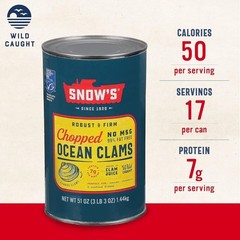 Wild Caught Chopped Ocean Clams, Gluten Free, No MSG, 7g Protein per Serving,