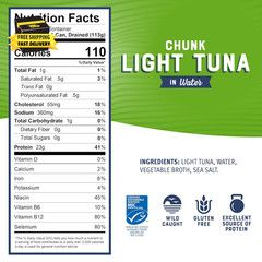 Chunk Light Tuna in Water, 5 Oz Cans (Pack of 24) – Wild Caught Skipjack Tuna –