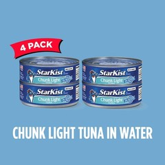 StarKist Chunk Light Tuna in Water, 5 oz (4 Pack) Canned Tuna Fish