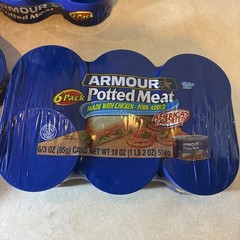 Lot Of (6) 6-Packs- Armour Potted Meat Chicken/Pork, 3 oz., 6 Per Pkg Prepper