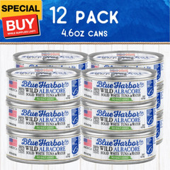 Wild Albacore Solid White Tuna in Water No Salt Added – 4.6 oz Can (Pack of 12)