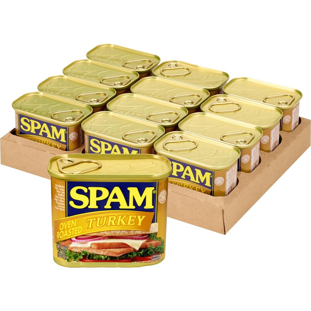 SPAM Oven Roasted Turkey, Canned Meat, 12 oz Can, 12 Pack