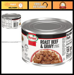 Tender Roast Beef in Gravy, 12 oz Cans – Pack of 12, Perfect for Meals & Snacks