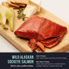 – Premium Wild Alaskan Smoked Sockeye, Coho, and Pink Salmon Trio – 18Oz Box