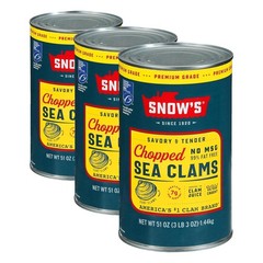 3 Pack – Snow’s Ocean Chopped Clams Canned, 51 oz Can – 7g Protein per Serving