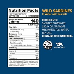 Wild Planet Wild Sardines in Water with Sea Salt, Keto and Paleo, 4.4 Ounce