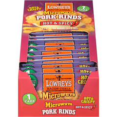 Lowreys Bacon Curls Microwave Pork Rinds, Hot & Spicy, 1.75oz, 18 Pack