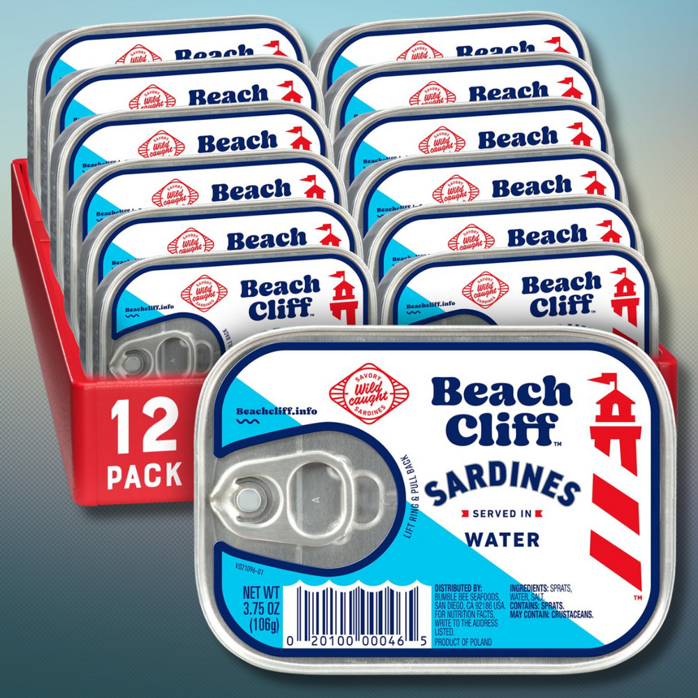 Beach Cliff Sardines in Water, 3.75 oz Can (Pack of 12) – Wild Caught Sardine…