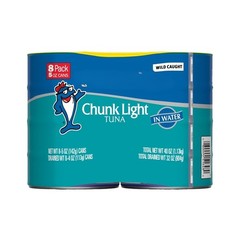 (6 pack) Chunk Light Tuna in Water, Wild Caught, 20g Protein, 5 oz, 8 Cans