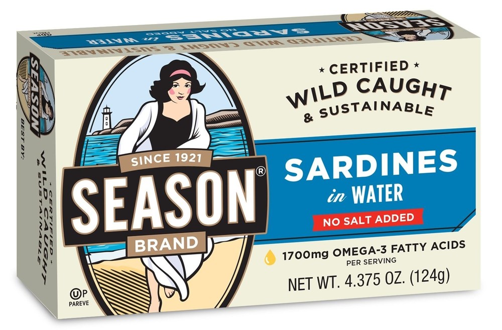 Season Sardines in Water, No Salt Added, 4.375 Ounce