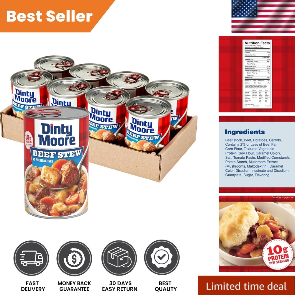 Bulk Beef Stew Cans – 8-Pack of Gluten-Free, Protein-Packed Meals for Busy Days