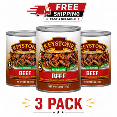 Keystone Meats All Natural Beef 3 Cans | Fully Cooked 14.5 oz Canned Meat Bulk