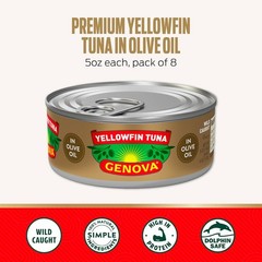 Yellowfin Tuna in Olive Oil 5 Ounce Cans 8 Pack Nutrient Rich Canned Tuna