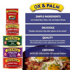 Ox & Palm Corned Beef original chunky Style in Tapered Can 11.5 oz can.