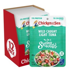 Chicken of the Sea Light Tuna in Spring Water, 2.5 Ounce Packets (Box of 12), Wi