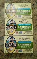Season Wild Caught Skinless Boneless Sardines 4.375 Oz 22g Protein Lot Of 3