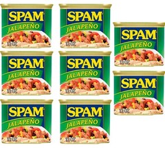 8 Cans SPAM Jalapeno SPAM Classic w/ Zesty Spice of Jalapeño Peppers Size 12 oz
