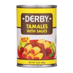 (2 pack) Derby Beef and Pork Tamales with Sauce, 15 oz Can
