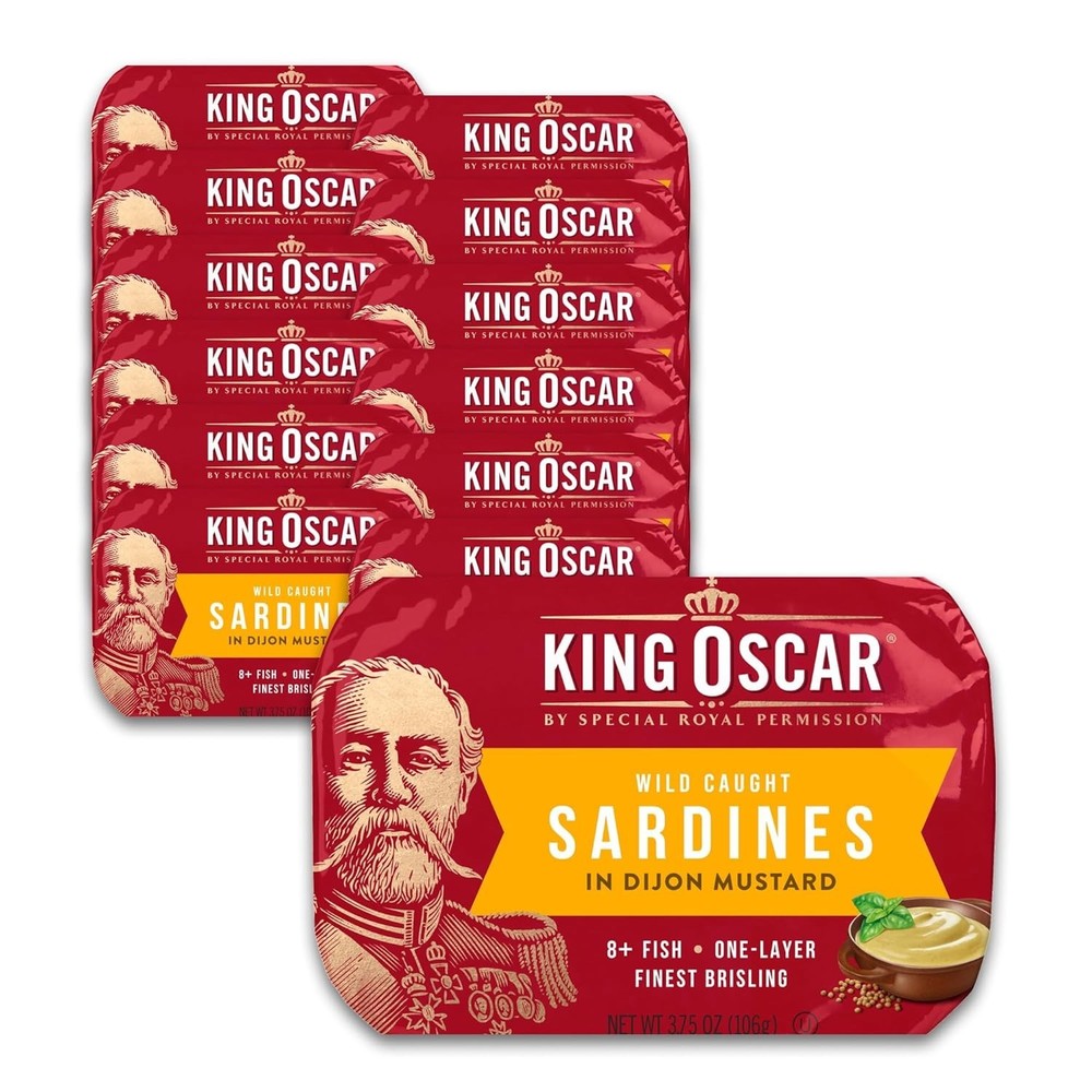 King Oscar Premium Sardines in Dijon Mustard, 3.75 Ounce Cans (Pack of 12),