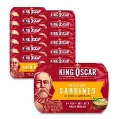 King Oscar Premium Sardines in Dijon Mustard, 3.75 Ounce Cans (Pack of 12),
